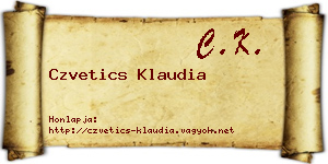 Czvetics Klaudia névjegykártya